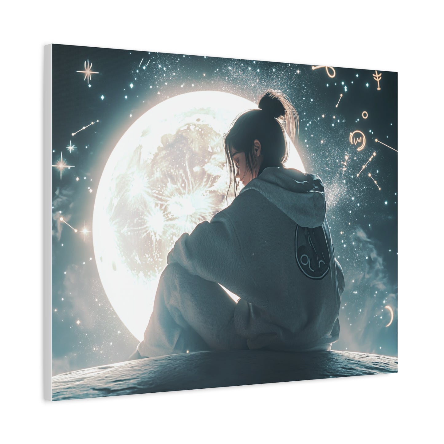 🌌 „Dívka a měsíc“ – Obraz, který ztiší celý vesmír