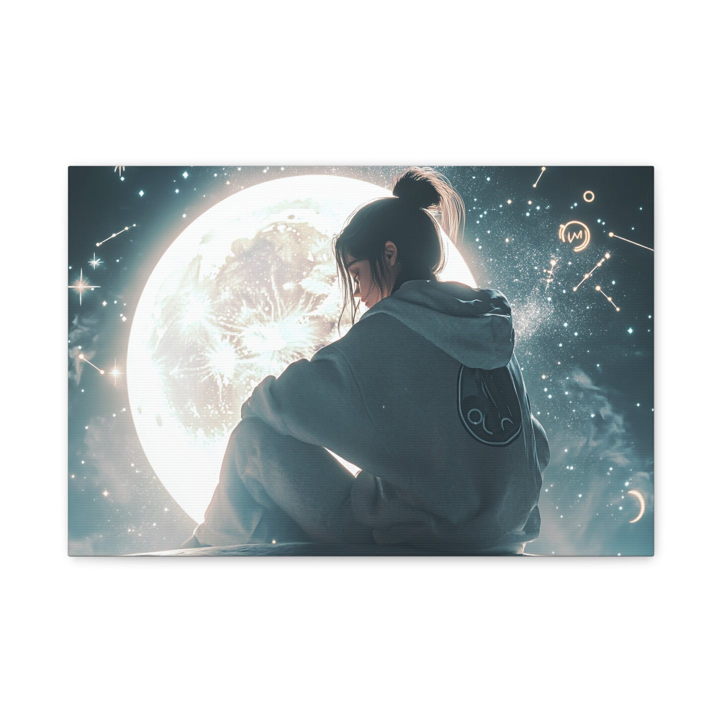 🌌 „Dívka a měsíc“ – Obraz, který ztiší celý vesmír