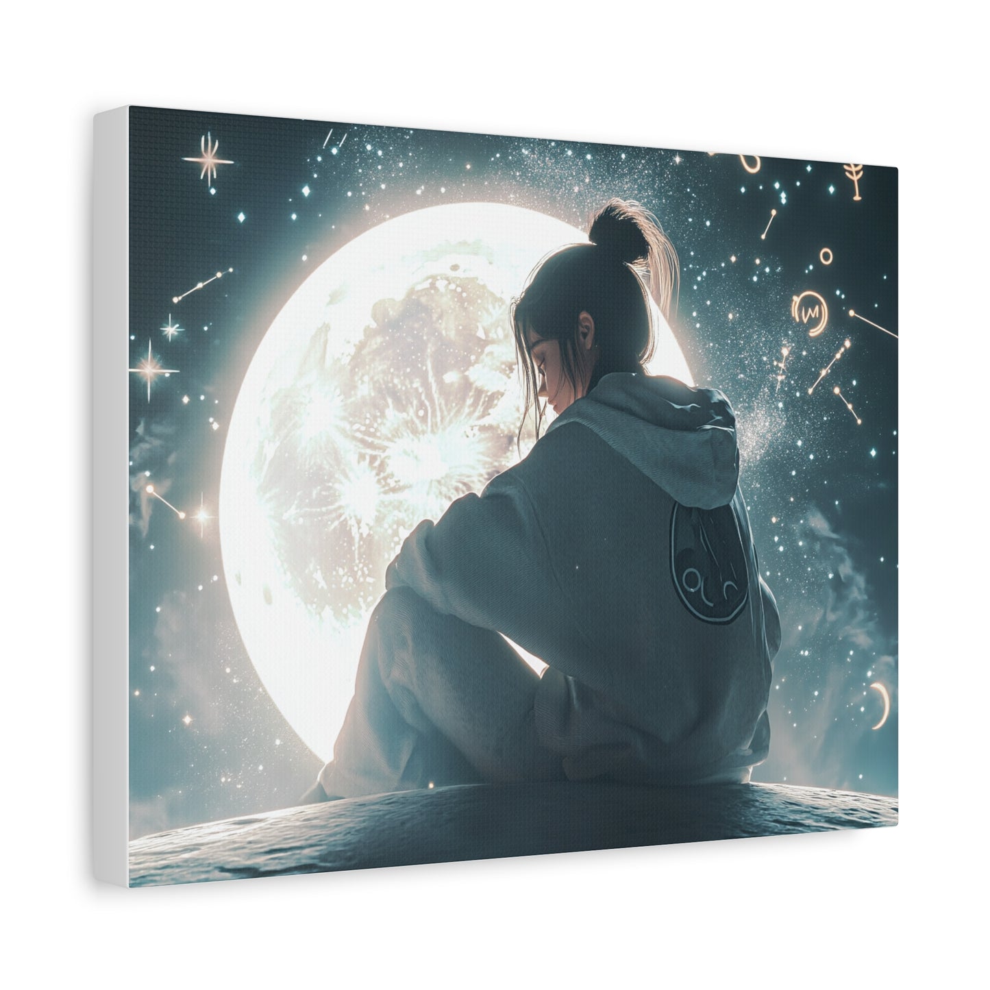 🌌 „Dívka a měsíc“ – Obraz, který ztiší celý vesmír