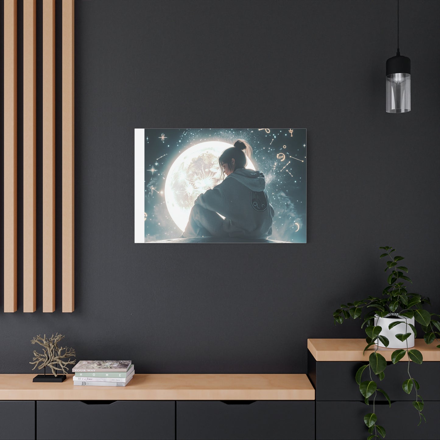 🌌 „Dívka a měsíc“ – Obraz, který ztiší celý vesmír
