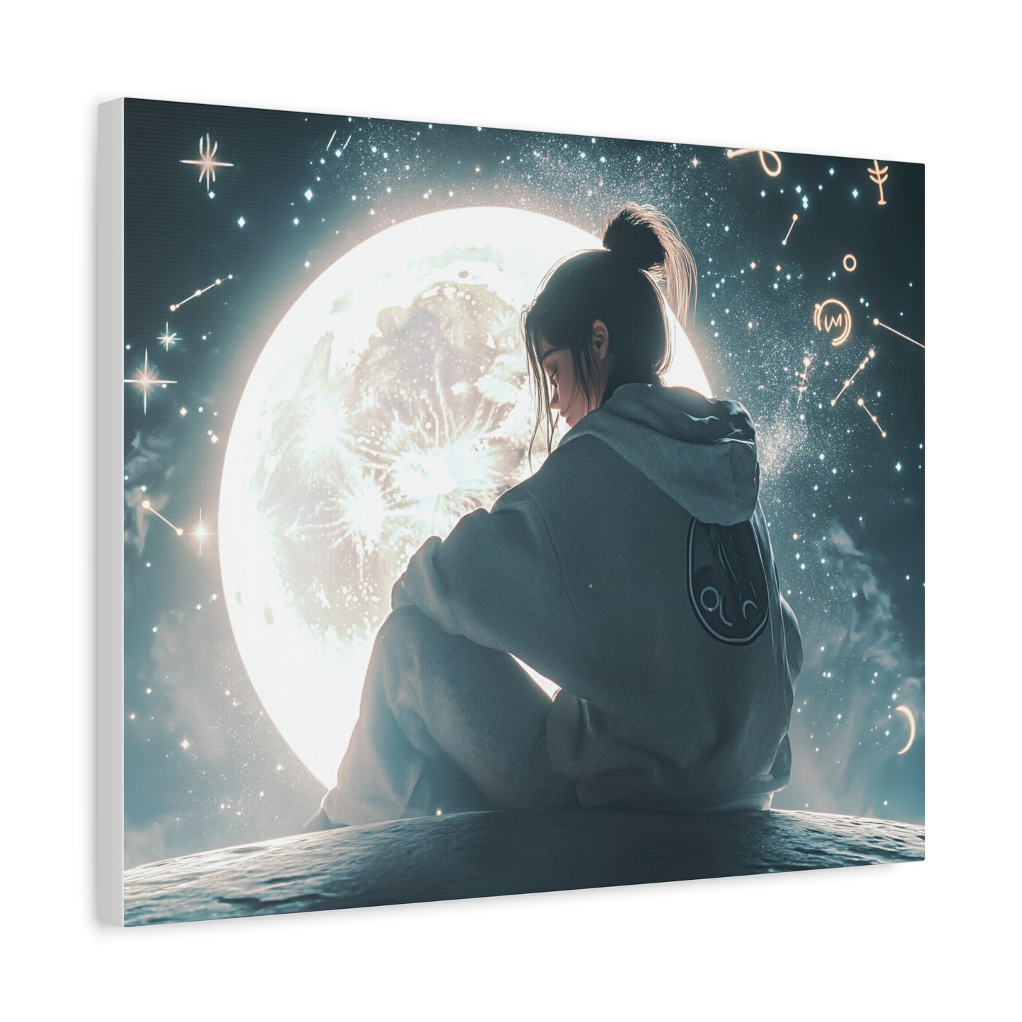 🌌 „Dívka a měsíc“ – Obraz, který ztiší celý vesmír