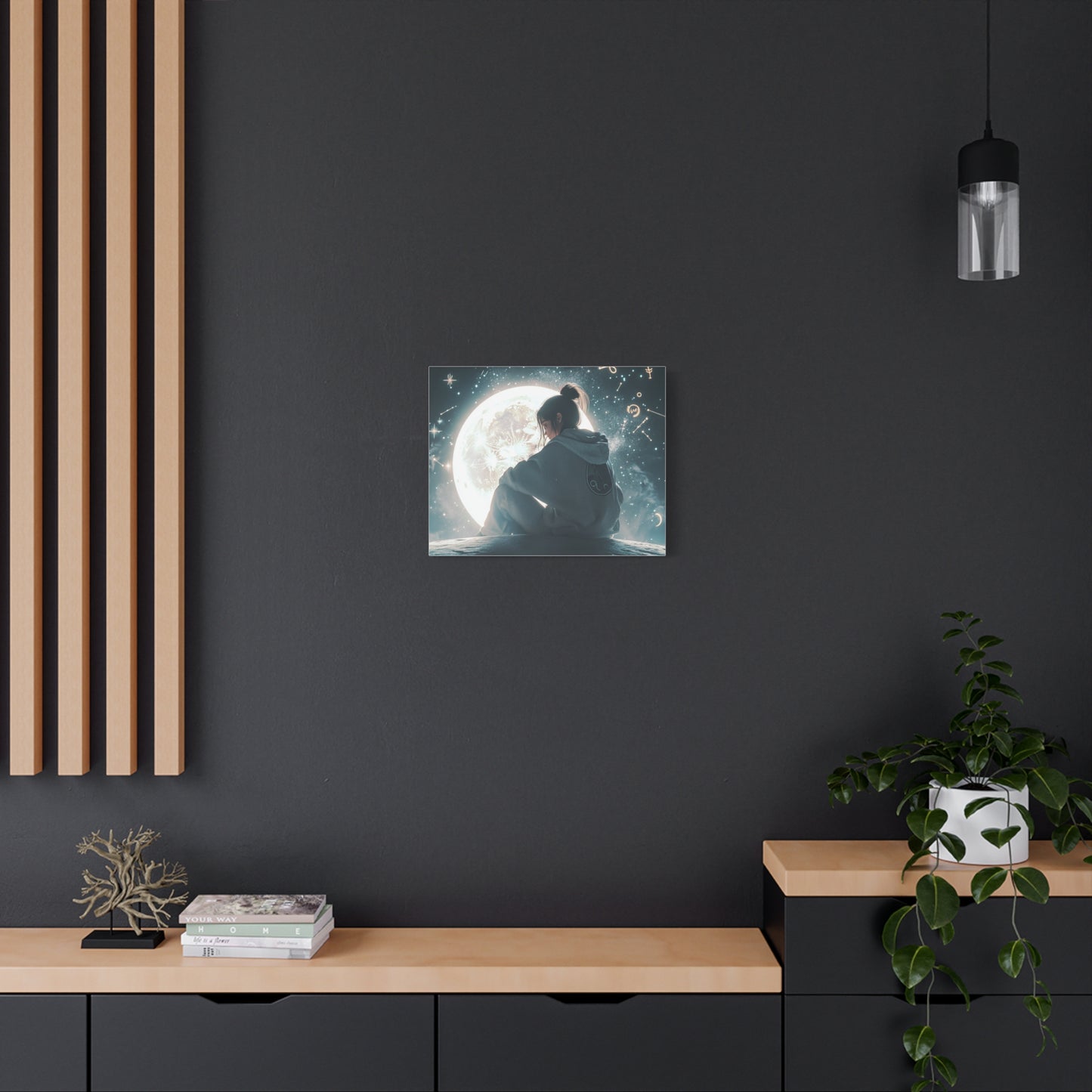 🌌 „Dívka a měsíc“ – Obraz, který ztiší celý vesmír