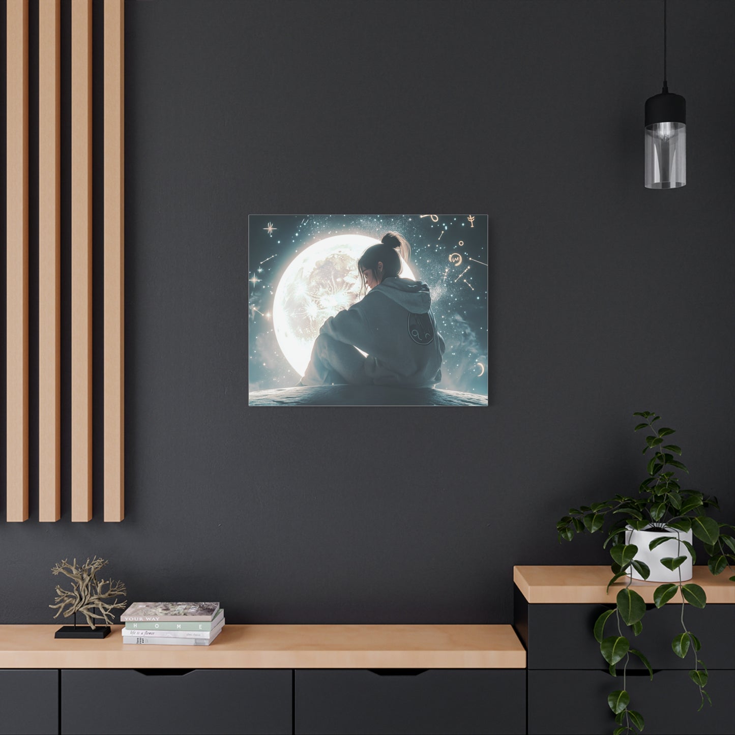 🌌 „Dívka a měsíc“ – Obraz, který ztiší celý vesmír