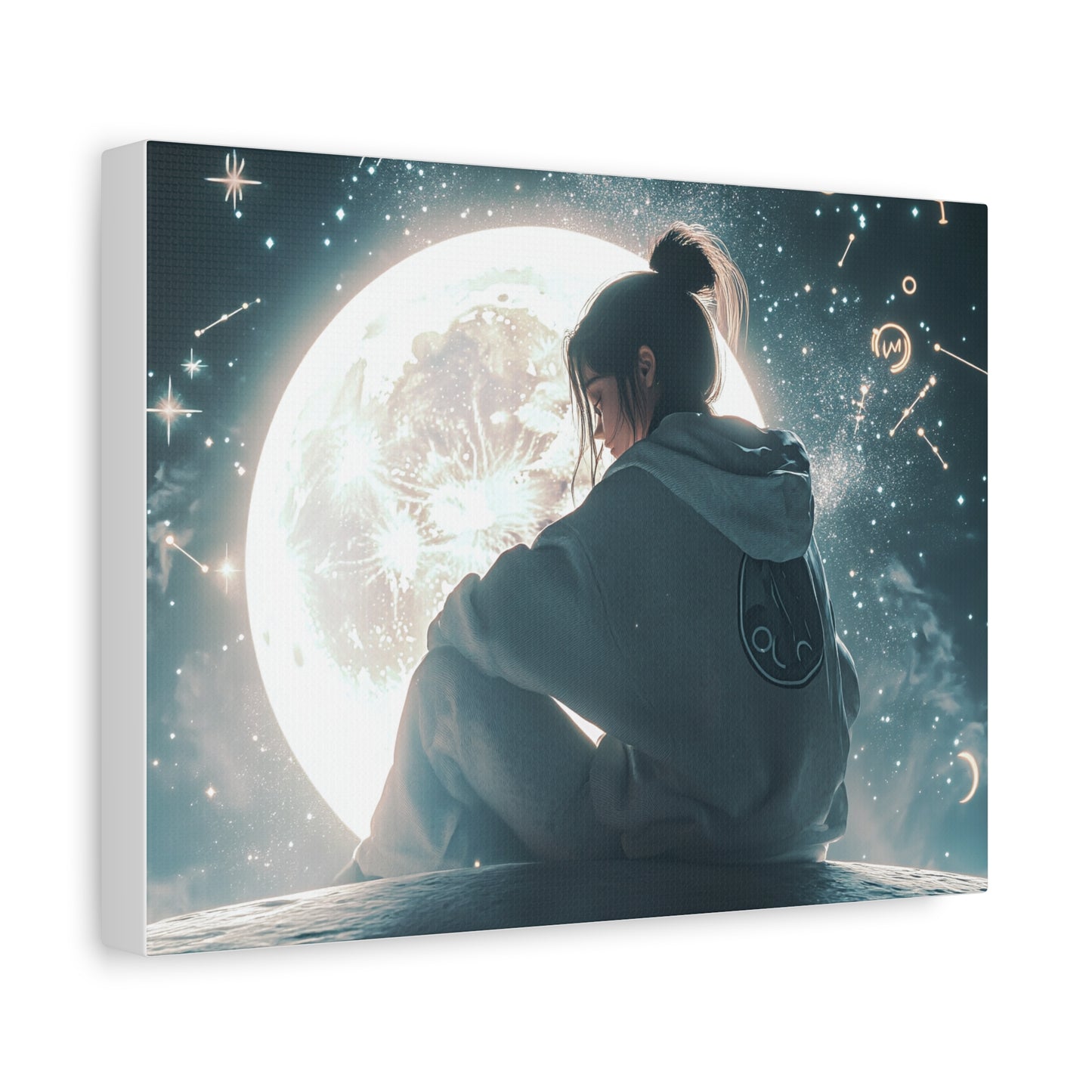 🌌 „Dívka a měsíc“ – Obraz, který ztiší celý vesmír
