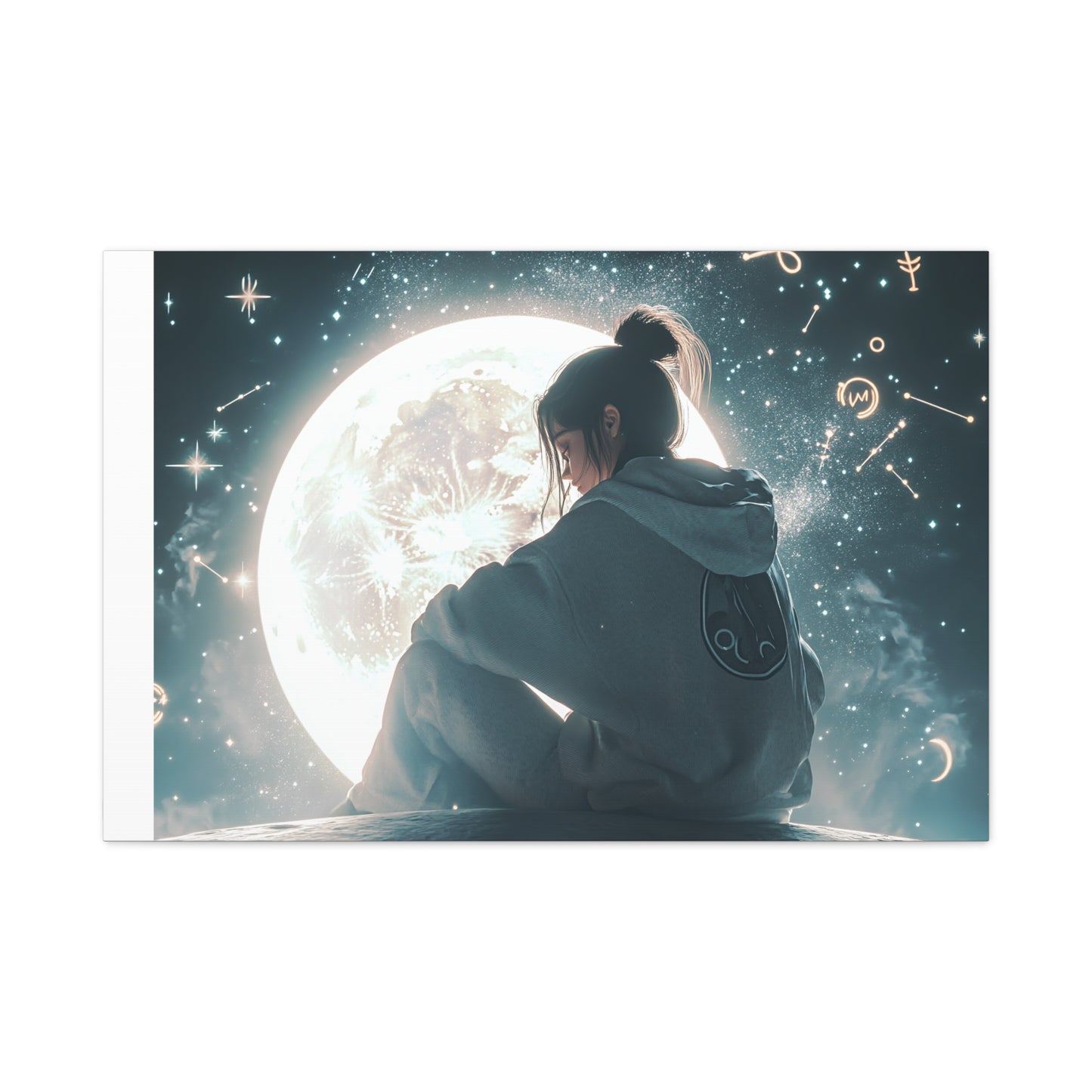 🌌 „Dívka a měsíc“ – Obraz, který ztiší celý vesmír