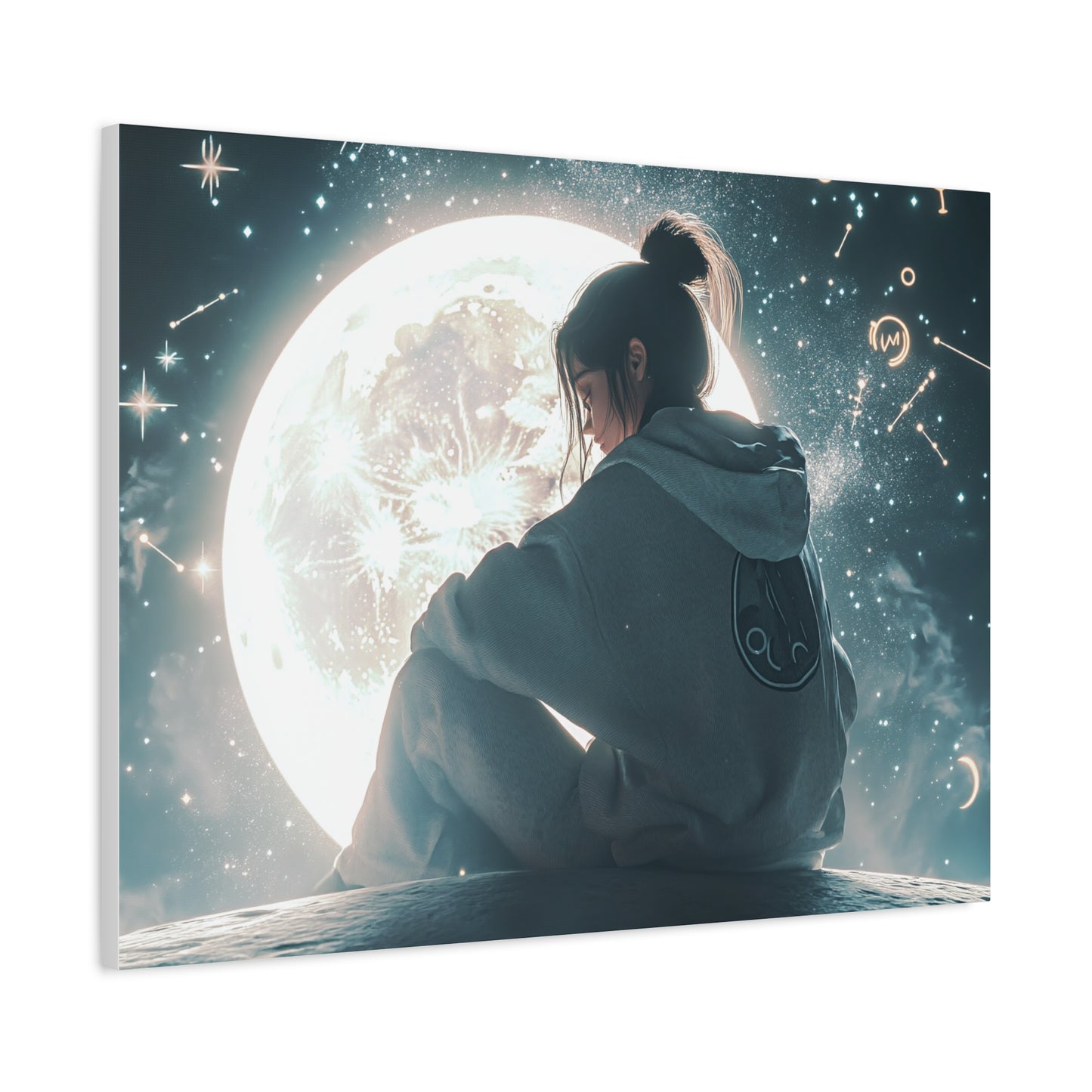 🌌 „Dívka a měsíc“ – Obraz, který ztiší celý vesmír