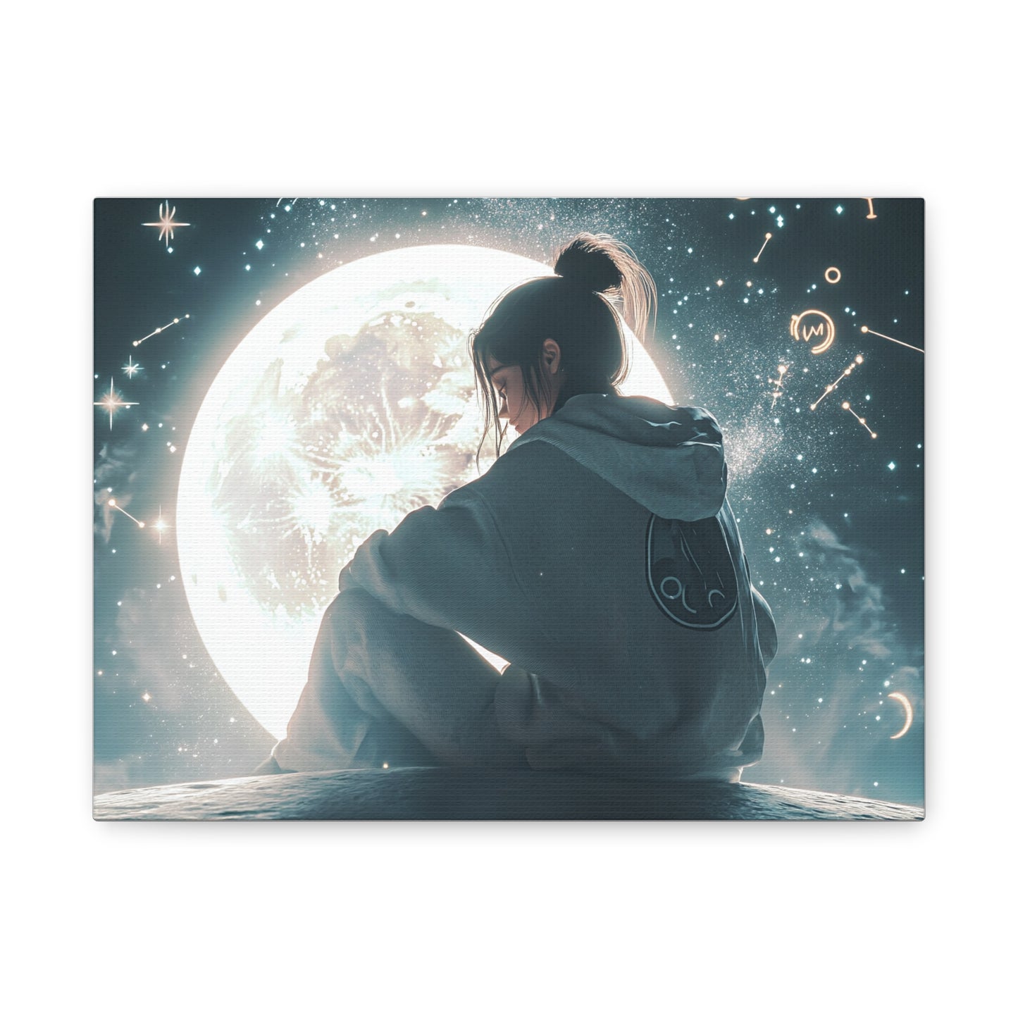 🌌 „Dívka a měsíc“ – Obraz, který ztiší celý vesmír