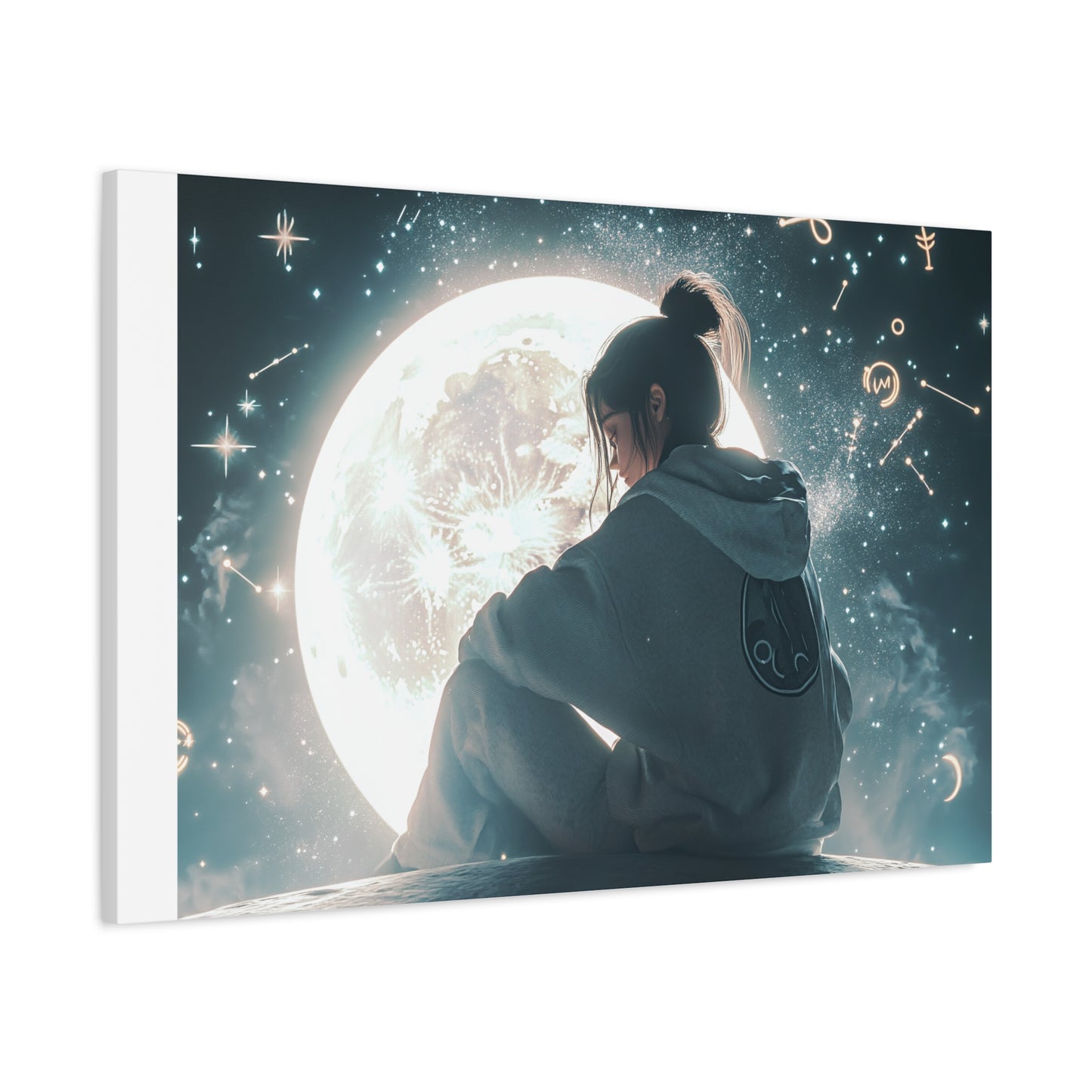 🌌 „Dívka a měsíc“ – Obraz, který ztiší celý vesmír