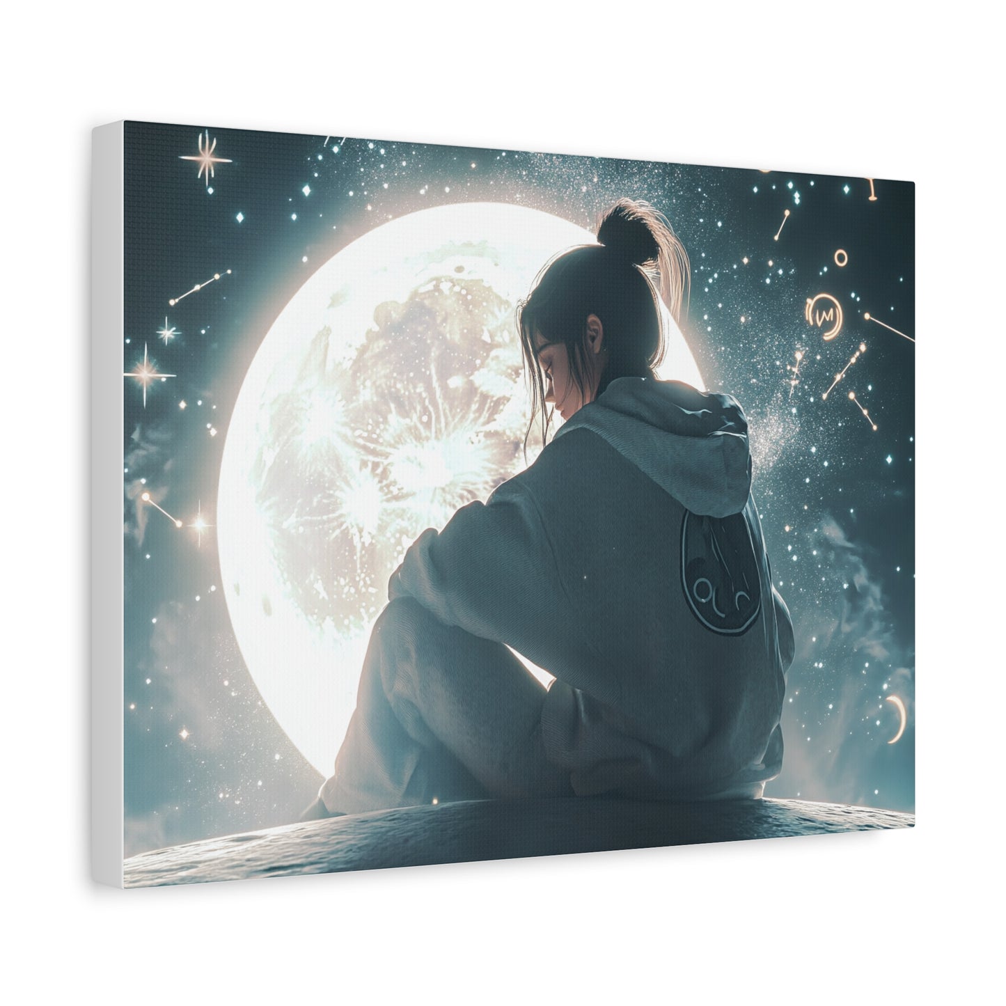 🌌 „Dívka a měsíc“ – Obraz, který ztiší celý vesmír