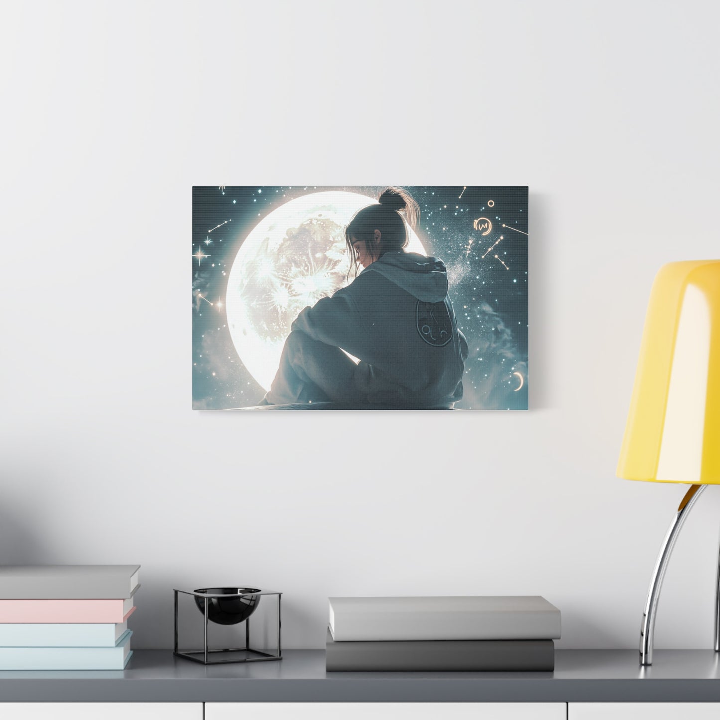 🌌 „Dívka a měsíc“ – Obraz, který ztiší celý vesmír