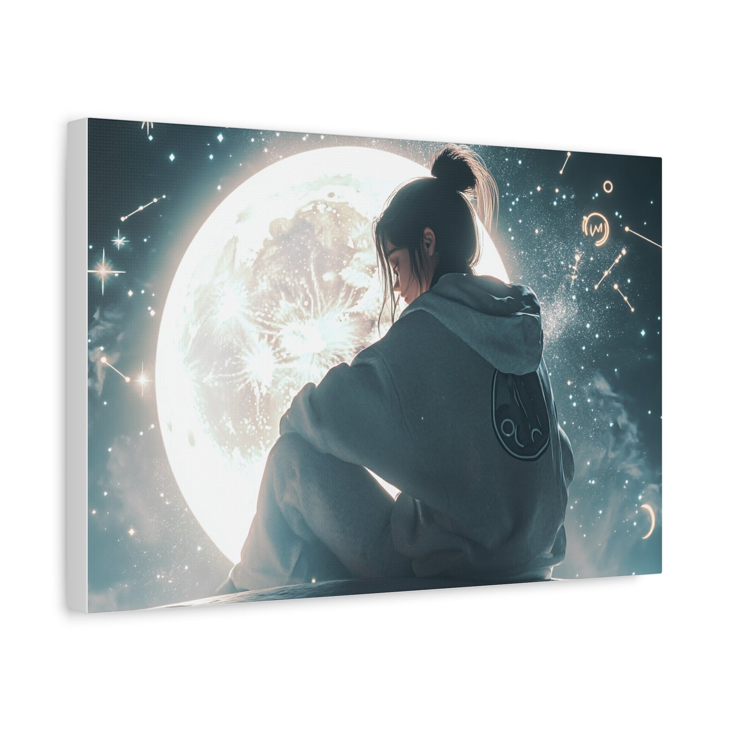 🌌 „Dívka a měsíc“ – Obraz, který ztiší celý vesmír