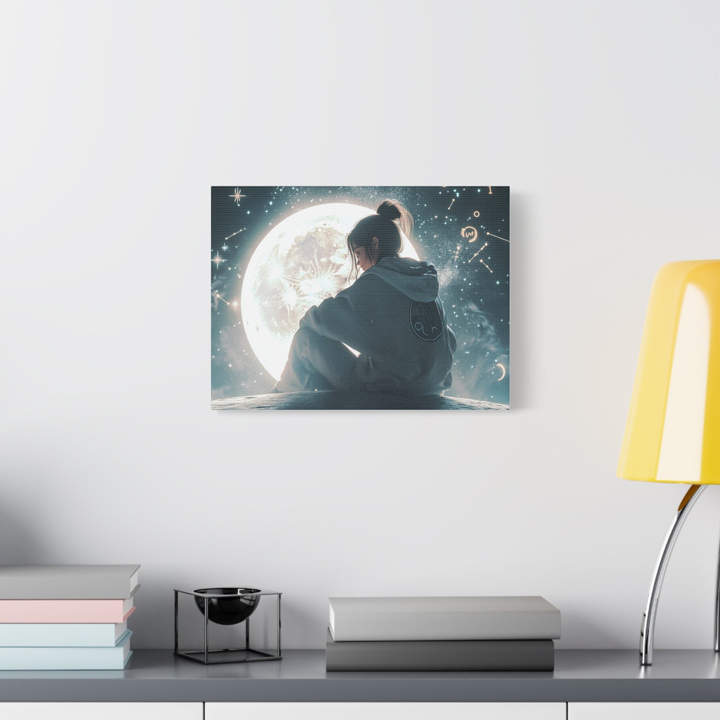 🌌 „Dívka a měsíc“ – Obraz, který ztiší celý vesmír