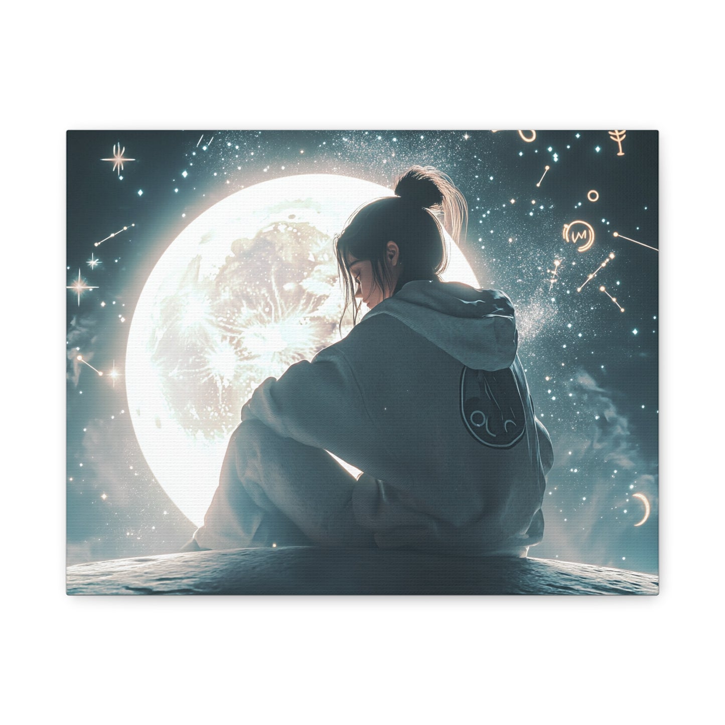 🌌 „Dívka a měsíc“ – Obraz, který ztiší celý vesmír