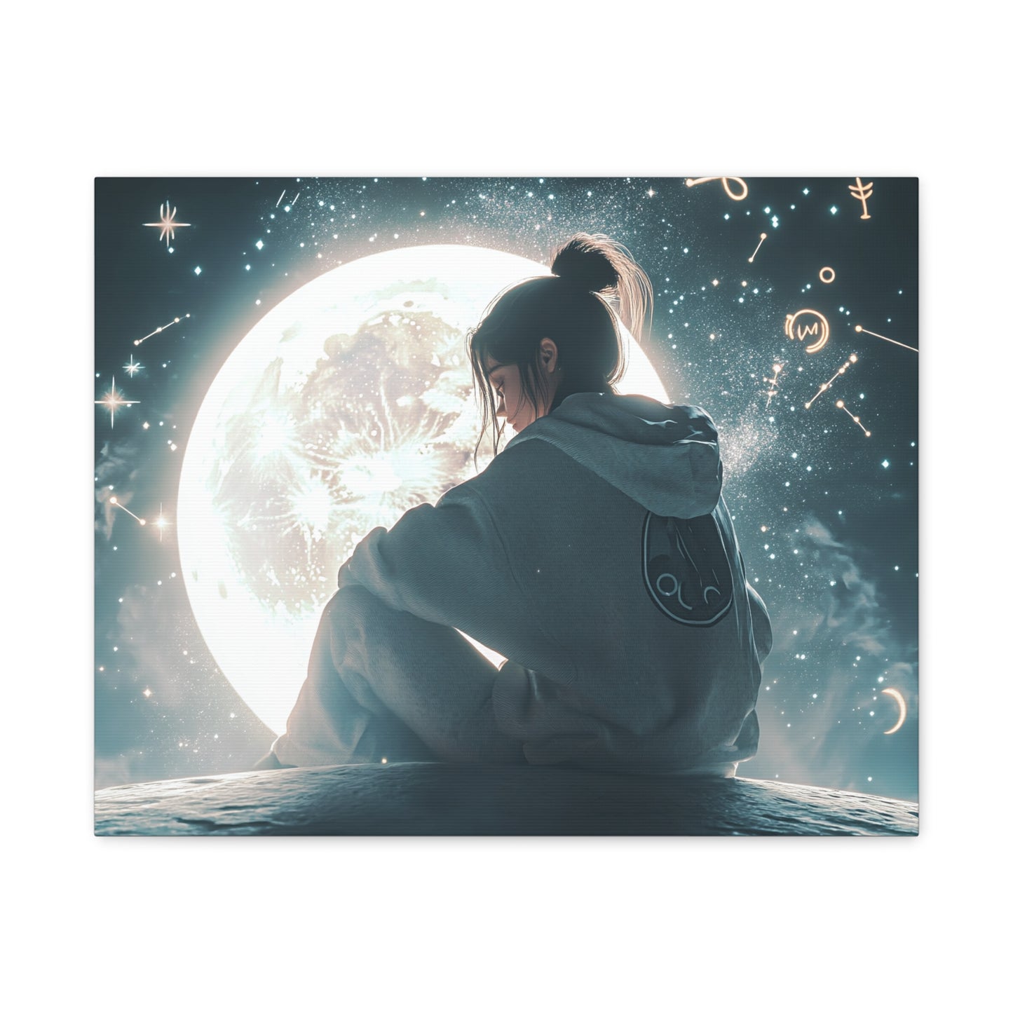🌌 „Dívka a měsíc“ – Obraz, který ztiší celý vesmír