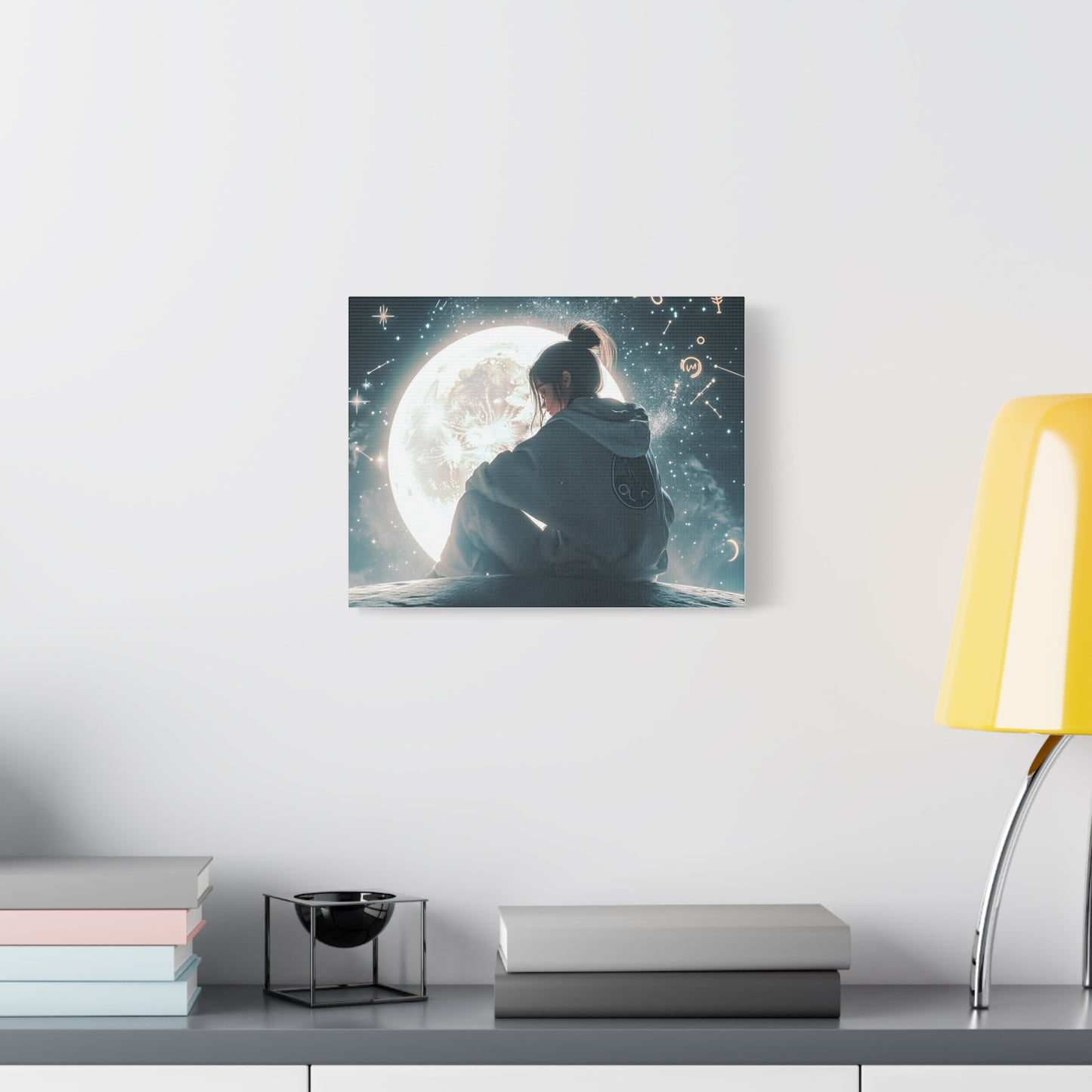 🌌 „Dívka a měsíc“ – Obraz, který ztiší celý vesmír