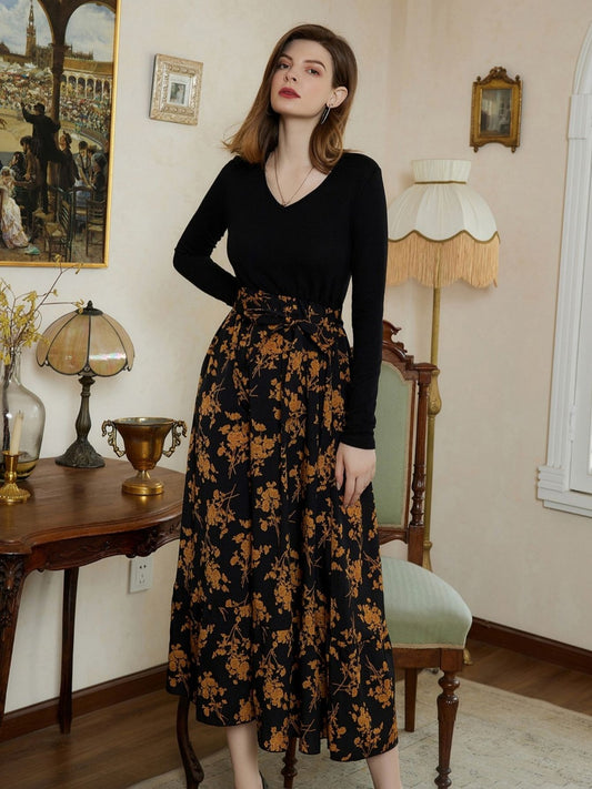 🌼 Elegantní midi sukně s květinovým vzorem – Styl s duší